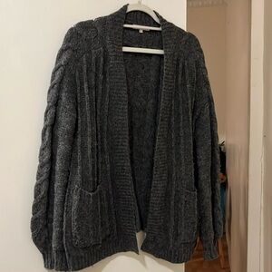 Madewell Bubble-Sleeve Cableknit Cardigan